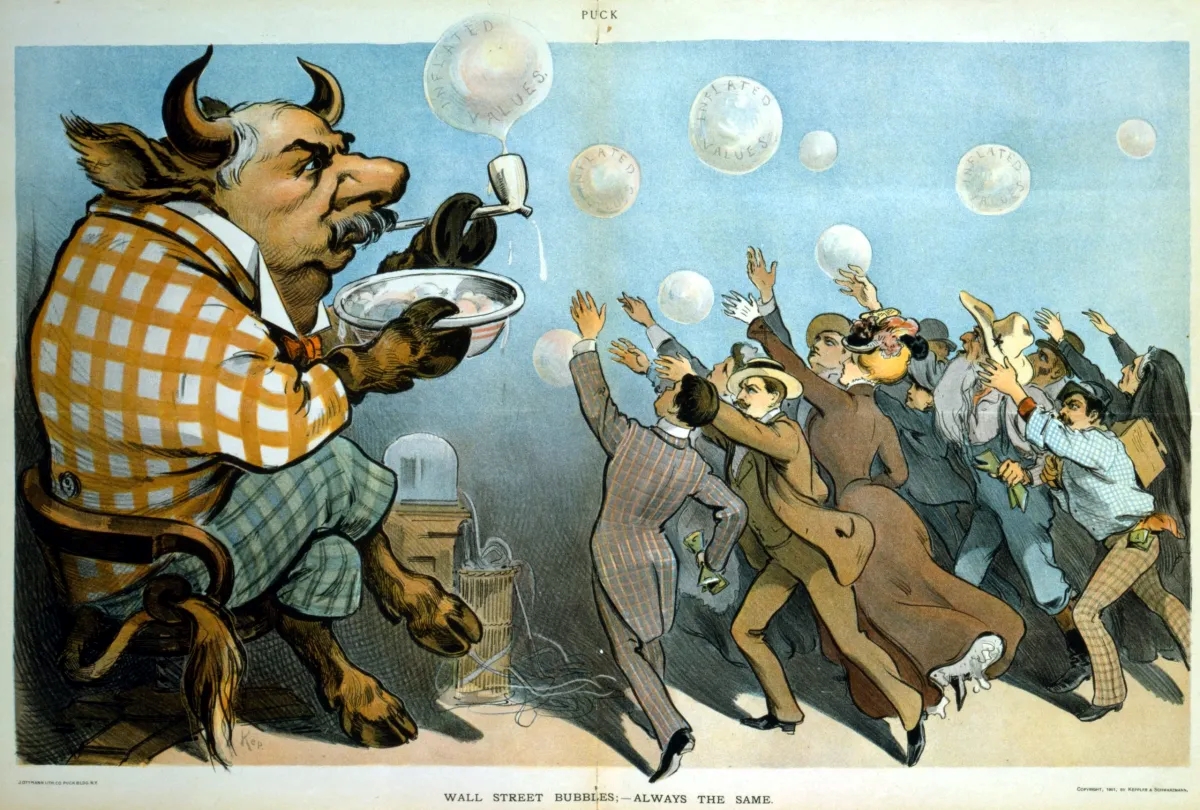 Wall Street Blasen - Udo J. Keppler (1901) Illustration von Wall Street-Blasen - Udo J. Keppler (1901)
