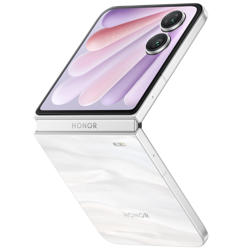 Design des Honor Magic V Flip 2 Smartphones in Weiß