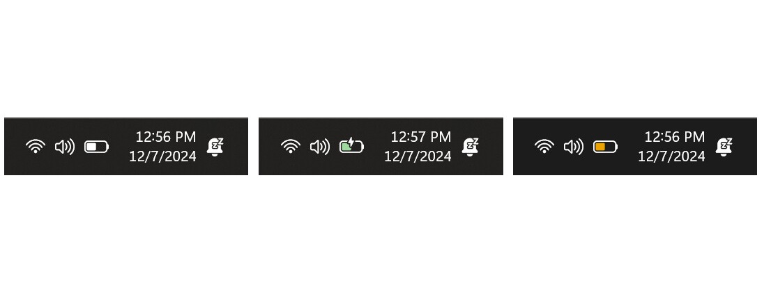 Bild des neuen Batteriesymbols in der Taskleiste Neues Batteriesymbol in Windows 11