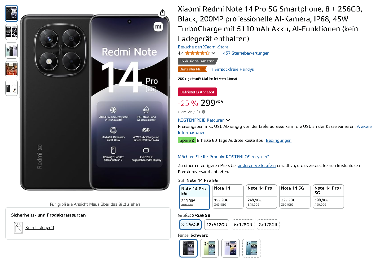 Xiaomi Redmi Note 14 Pro 5G Smartphone
